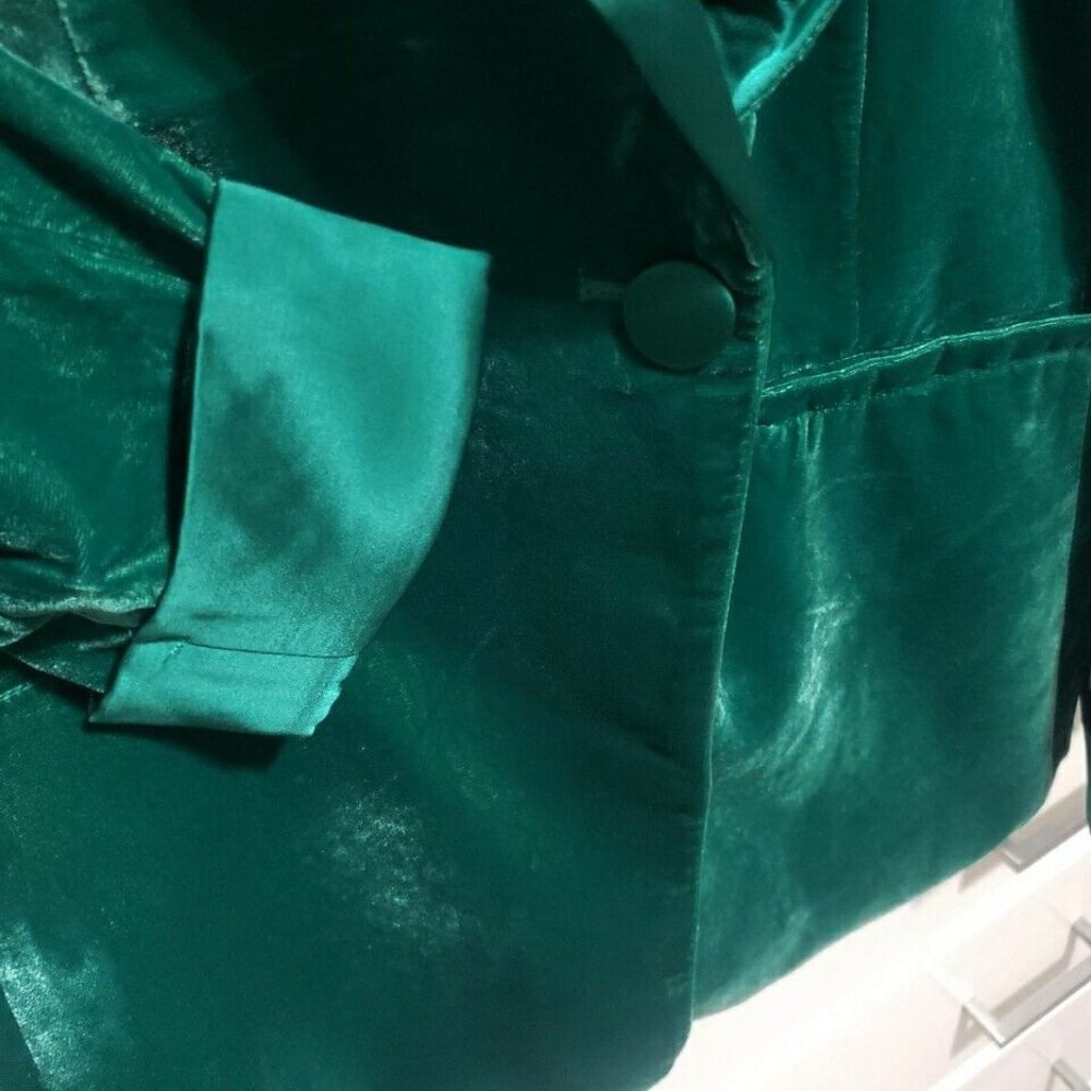 NWOT Jason Wu Emerald Green Velvet & Satin Blazer Large L - Picture 5 of 7